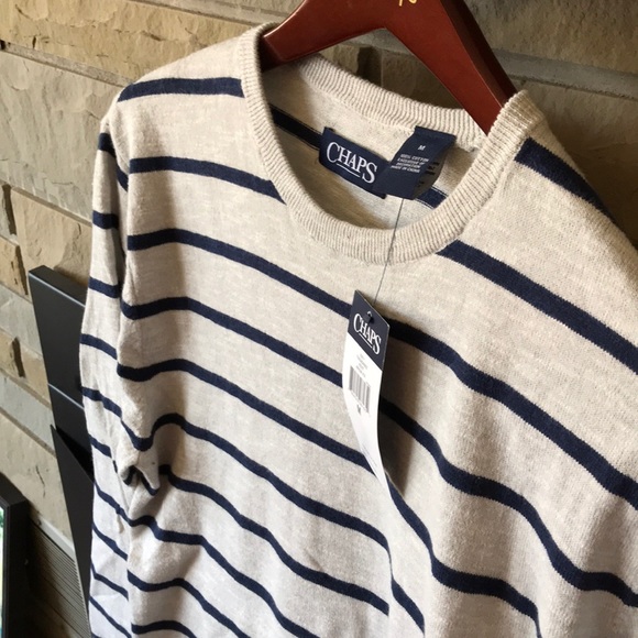 Chaps by Ralph Lauren Preppy Light Gray Sweater, M NWT - Picture 3 of 5